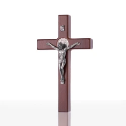 Krzyż wiszący brąz rustykalny z medalem Św.Benedykta 18 cm JB